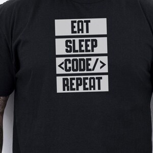 Funny Programmer T-Shirt: Eat Sleep Code Repeat, Geek Humor