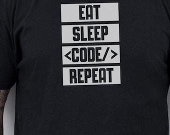 Funny Programmer T-Shirt: Eat Sleep Code Repeat, Geek Humor