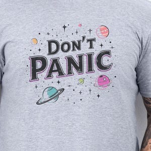 Don't Panic Galaxy T-Shirt: Sci-Fi Book Lover Tee