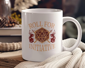 Roll For Initiative Mug: D20 Dice RPG Coffee Mug