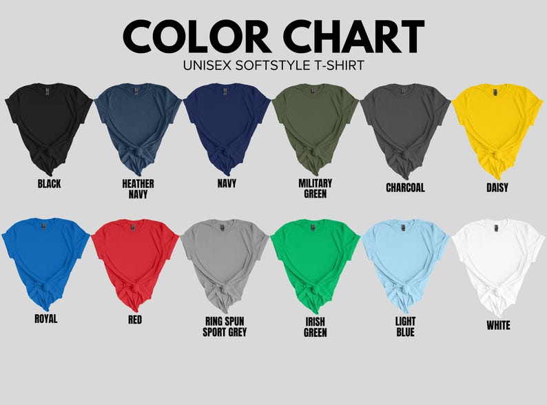 Color Chart Softstyle T-Shirt, Unisex Short Sleeve Tee, Various Color Options, Casual Tee for Men and Women, Comfortable Everyday Wear