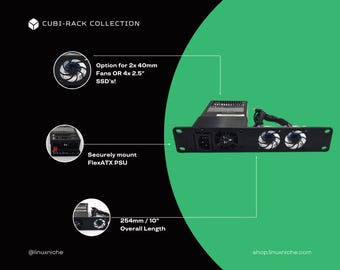 1U FlexATX PSU Shelf – 10" Mini Rack, Fan or SSD Variant