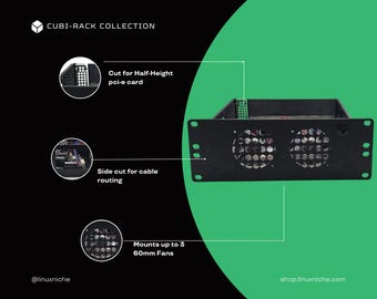 2U Mini-ITX Motherboard Shelf for 10" Mini Rack – PCIe Card Slot – Cubi-Rack Compatible