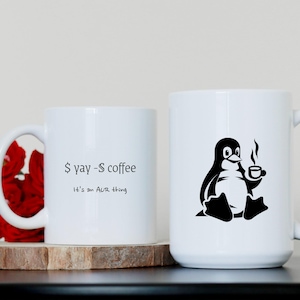 Arch User Repository Coffee Mug, Geek Programmer Gift, Funny AUR Tux Linux, Open Source Software, Command Line Humor, Tech Cup