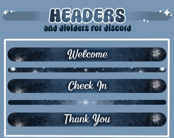 Discord Headers and Dividers | Dark Blue Sakura Theme | Cute and Aesthetic | Instant Download