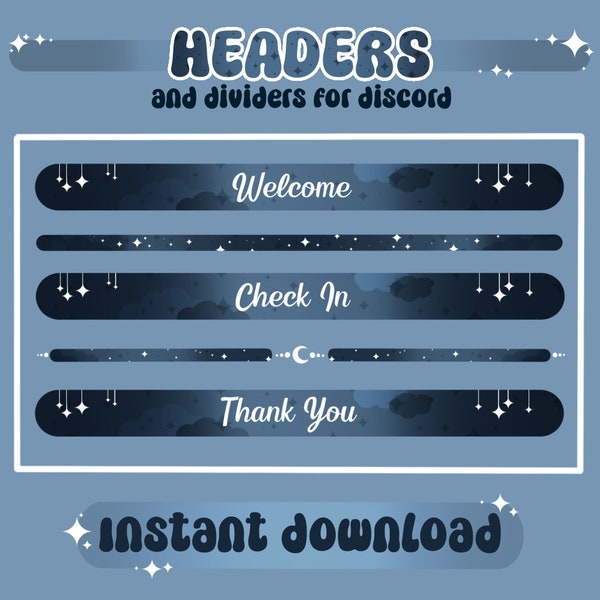 Discord Headers and Dividers | Starry Night Theme | Cute and Aesthetic | Instant Download