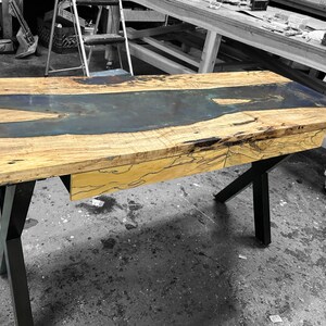 Islands and Rivers Handmade Spotted Maple & Epoxy Resin Desk image 5