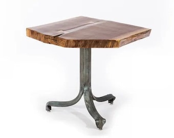 Industrial Chic Metal and Wood Live Edge Side Table