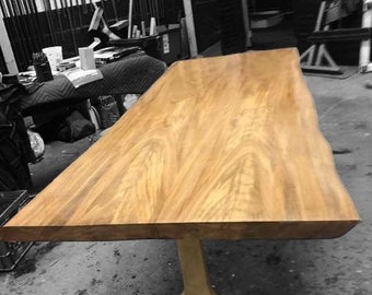 Handcrafted Butternut Wood Dining Table with Wishbone Legs