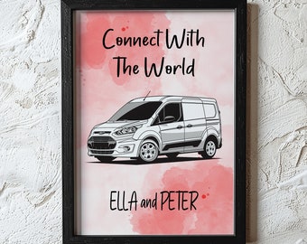 Customisable Ford Transit Connect Camper Van Decor - Personalised Wall Art