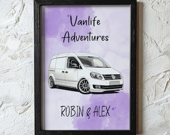 Customisable VW Caddy Maxi Van Decor - Personalised Wall Art