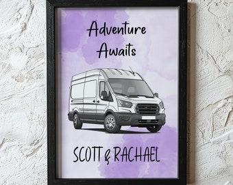 Customisable Ford Transit Camper Van Decor - Personalised Wall Art