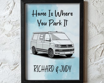 Customisable VW Transporter T5 Camper Van Decor - Personalised Wall Art