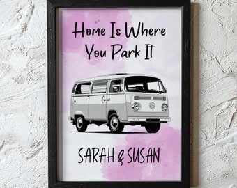 Customisable VW Transporter T2 Camper Van Decor - Personalised Wall Art