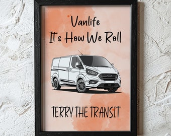 Customisable Ford Transit Custom Camper Van Decor - Personalised Wall Art