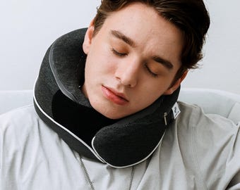 Memory Foam Neck Pillow - Ergonomic Travel Pillow, Comfortable Head and Neck Support, Airplane and Car Pillow, Breathable Neck Pillow