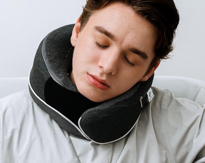 Memory Foam Neck Pillow - Ergonomic Travel Pillow, Comfortable Head and Neck Support, Airplane and Car Pillow, Breathable Neck Pillow