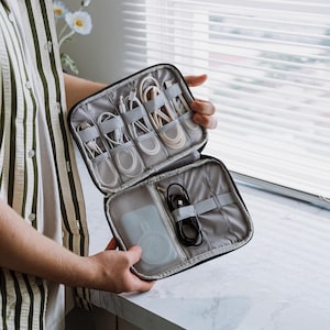 Reise-Kabel-Organizer (groß), 2 Fächer, tragbare Tech-Zubehör-Tasche, Technologie-Organizer-Reisetasche, Kabel-Managment