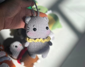 Showcase a collection of keychains crafted with handmade crochet techniques.