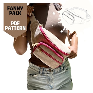 Fanny Pack pattern, bag sewing pattern, Bum Bag diy pattern, pdf download sewing project, crossbody bag, sling bag, purse sewing pattern