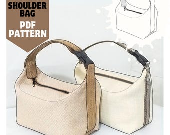 Bag sewing pattern, project bag handbag pattern, shoulder bag, purse pattern, file download,  DIY bag Sewing pattern, Cosmetic bag pattern