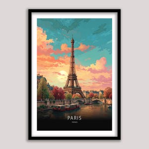 Paris France Eiffel Tower Poster Print Wall Art Digital File Home Office Decor Art lovers Wedding Engagement Gift Famous Places Landmarks