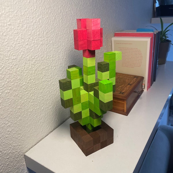 Fleur tulipe Minecraft rouge fait main