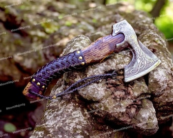 CUSTOM Hand Forged Carbon Steel Viking Axe Of Ragnar Lothbrok VIKINGS Movie Series with Sheath-Costume Armor Best Christmas Gift For Him,