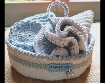 Cesta de baño / crochet hecho a mano