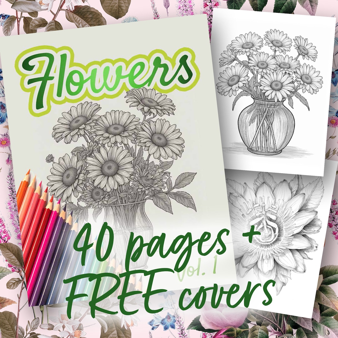 Flowers Coloring Book, Flowers Coloring Pages, Coloring Pages for ...