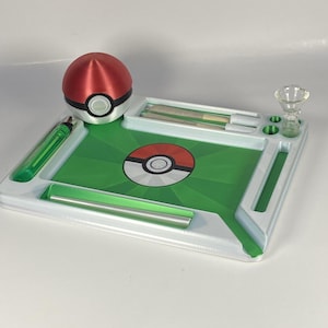 QP3D / Pokeball Grinder & Rolling Tray Bundle / Set stampato in 3D