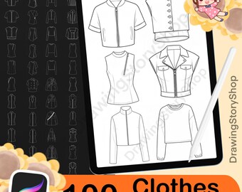 Procreate 衣類用スタンプブラシ 100選 | 女性用トップス、シャツ、Tシャツ、パーカー
