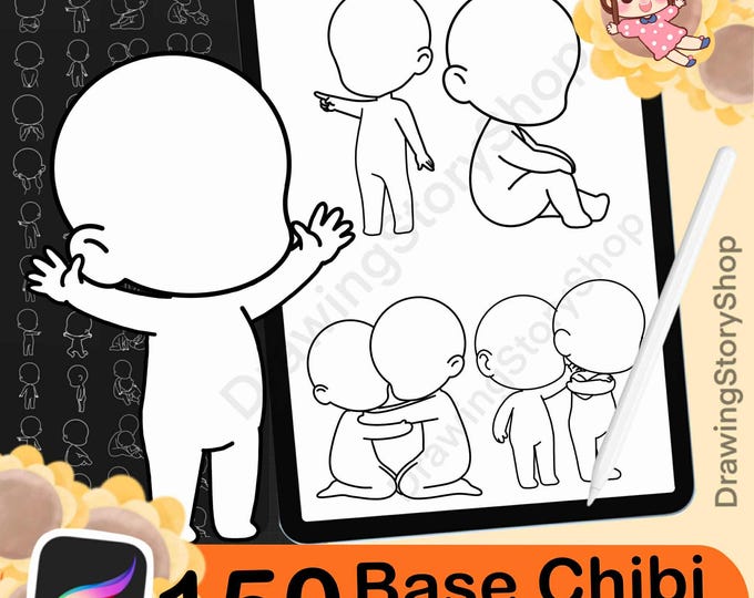 25 Chibi Stamps Procreate, Chibi Head Procreate, Procreate Stamps Chibi ...