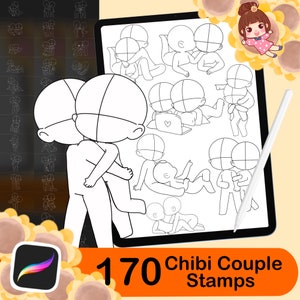 170 Procreate Chibi Couple Stamp,Procreate Chibi Poses Stamps, Couple Poses Stamps, Chibi Brushes, Chibi Bases,Valentine's Day Drawing,lover