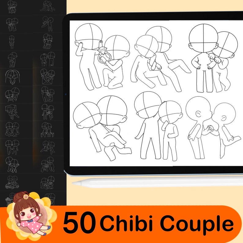130 Procreate Chibi Couple Stamp,procreate Chibi Poses Stamps, Couple ...