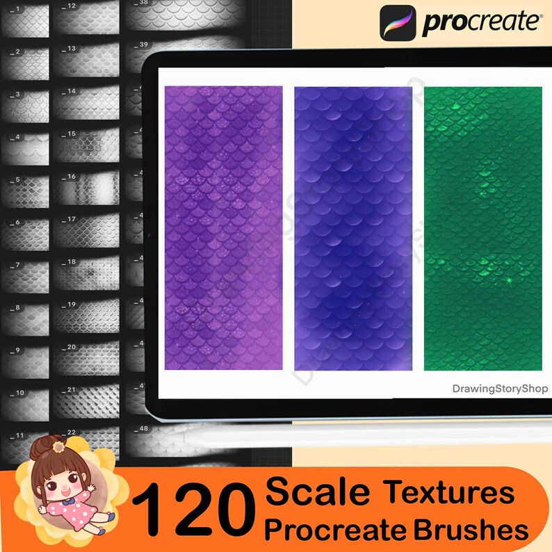 120 Procreate Scale Textures , Mermaid Scale Procreate Texture Seamless ...