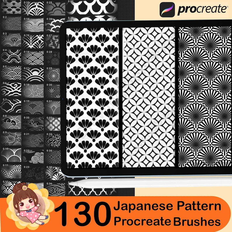 130 Procreate Traditional Japanese Pattern Brushes | Japan Brush for ...