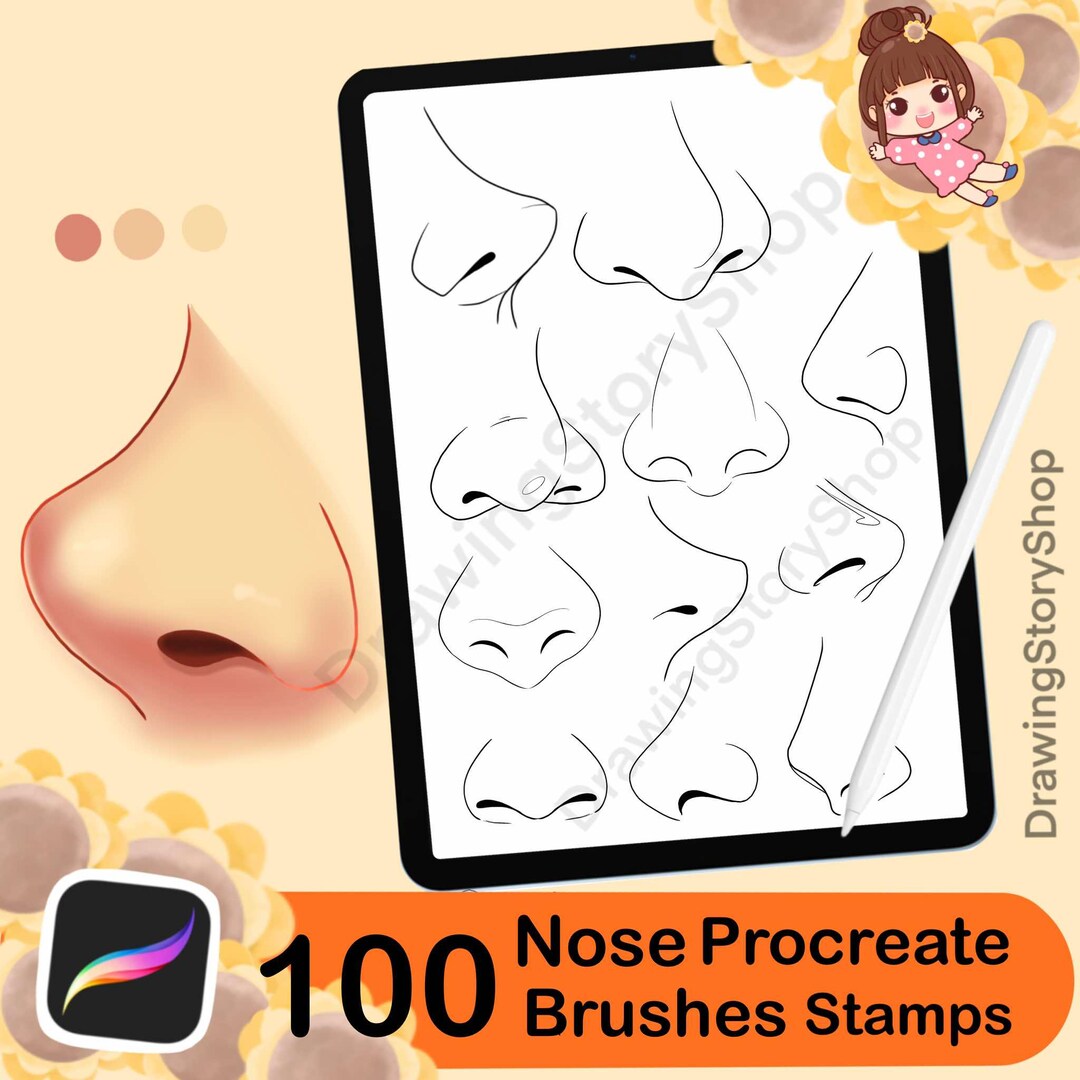 Procreate Nose 100 Procreate Nose Stamps , Nose Procreate Brushes , Anime Nose Stamp ...