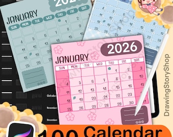 100 Blank Calendar Stamps for Procreate l Bullet Journals , Diaries and Planners
