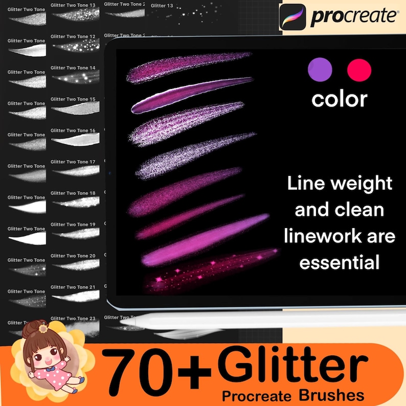 70+ Procreate Brushes GLITTER Brush Procreate Brush Bundle Sparkle ...