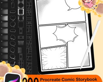 200 Procreate Comic Maker Stamp Brushes,  Comic Storyboard Template Builder, Comic Pop Art Bubble Stamp Brushes, Comic Book Constructor