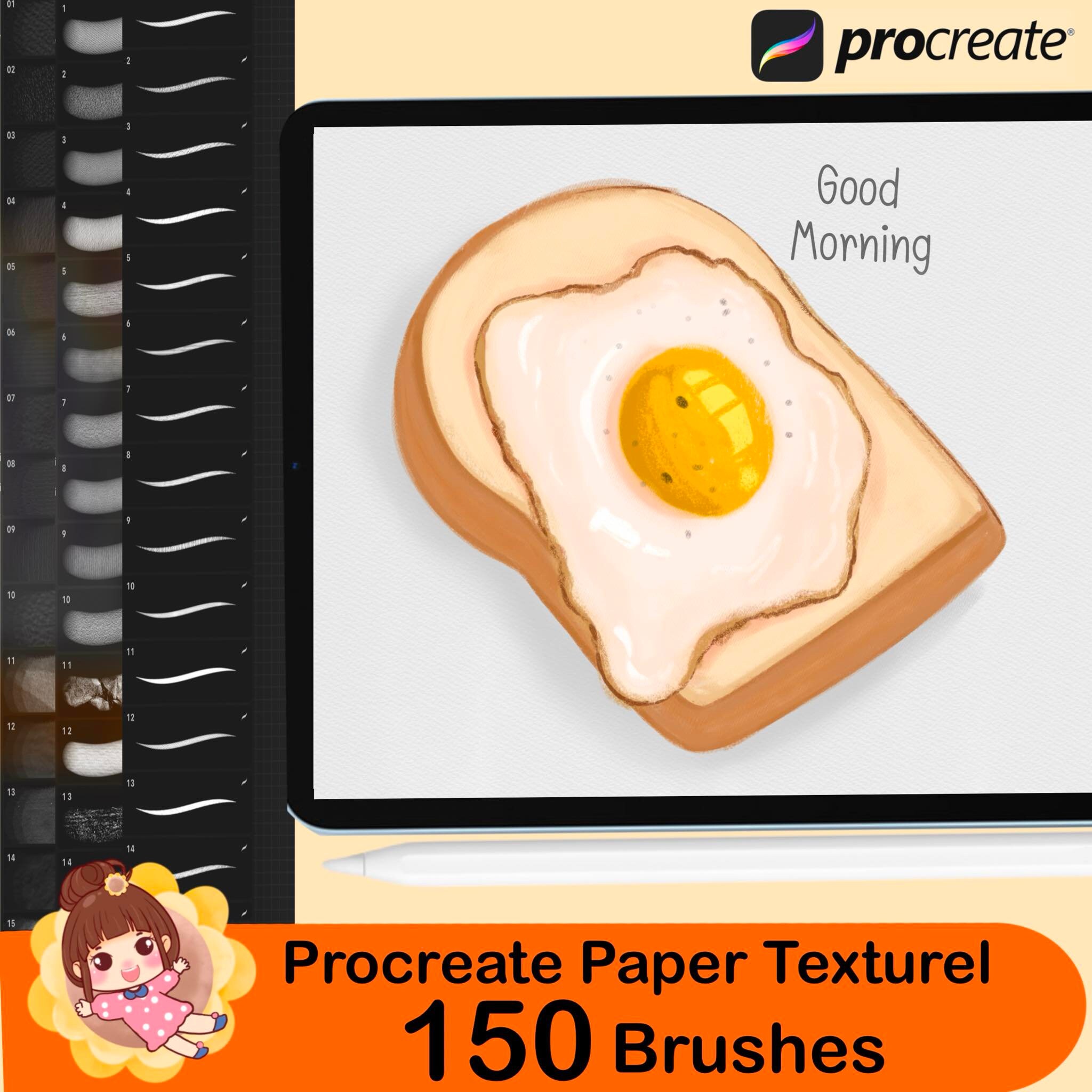 150 Procreate Paper Texture Brushes,chalk Crayons, Watercolor Paper ...