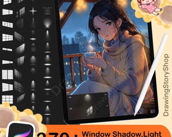 370種類以上のProcreate用ウィンドウライト、ウィンドウシャドウ、Procreate用ライトブラシスタンプ、Procreate用ライトスポット、Procreate用キラキラブラシ
