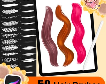 50 Procreate Hair Brushes,anime hair,hair Chibi, generator Brush set,