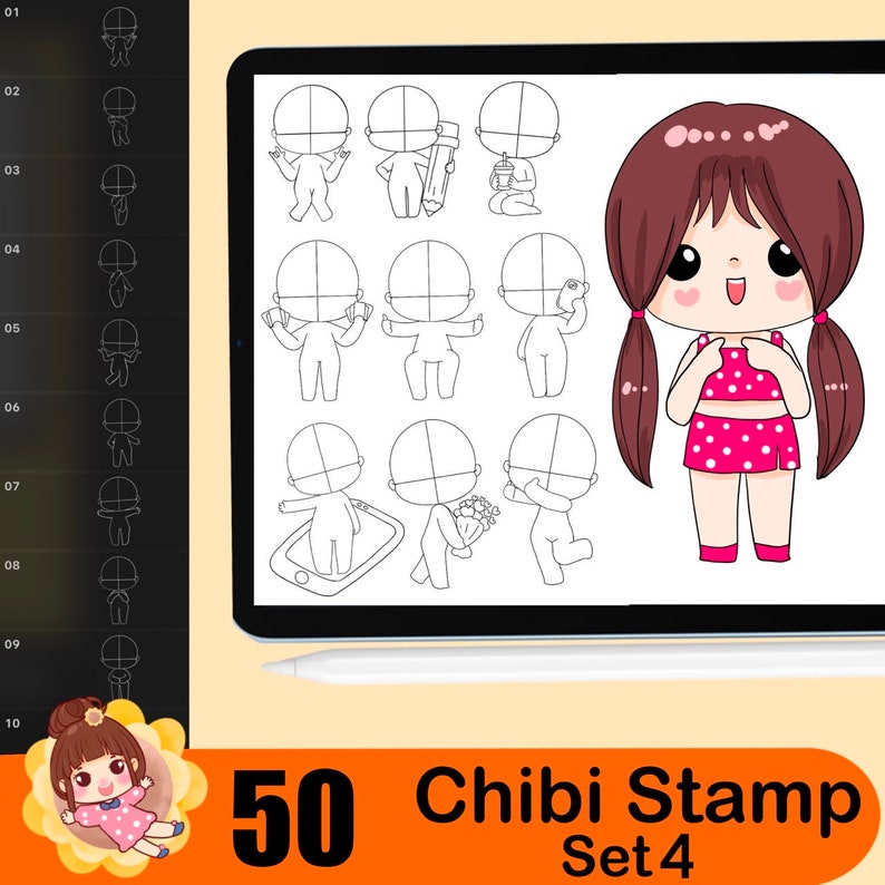 Guid Chibi 500+ Chibi Stamp Brushes, Chibi Body Guide, Chibi Eye Stamp, Chibi Hair ...