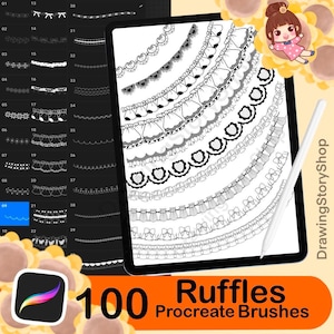 100 Procreate ruffles brushes, Procreate folds brushes, Procreate fashion design clothing stamps