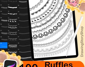 100 Procreate ruffles brushes, Procreate folds brushes, Procreate fashion design clothing stamps
