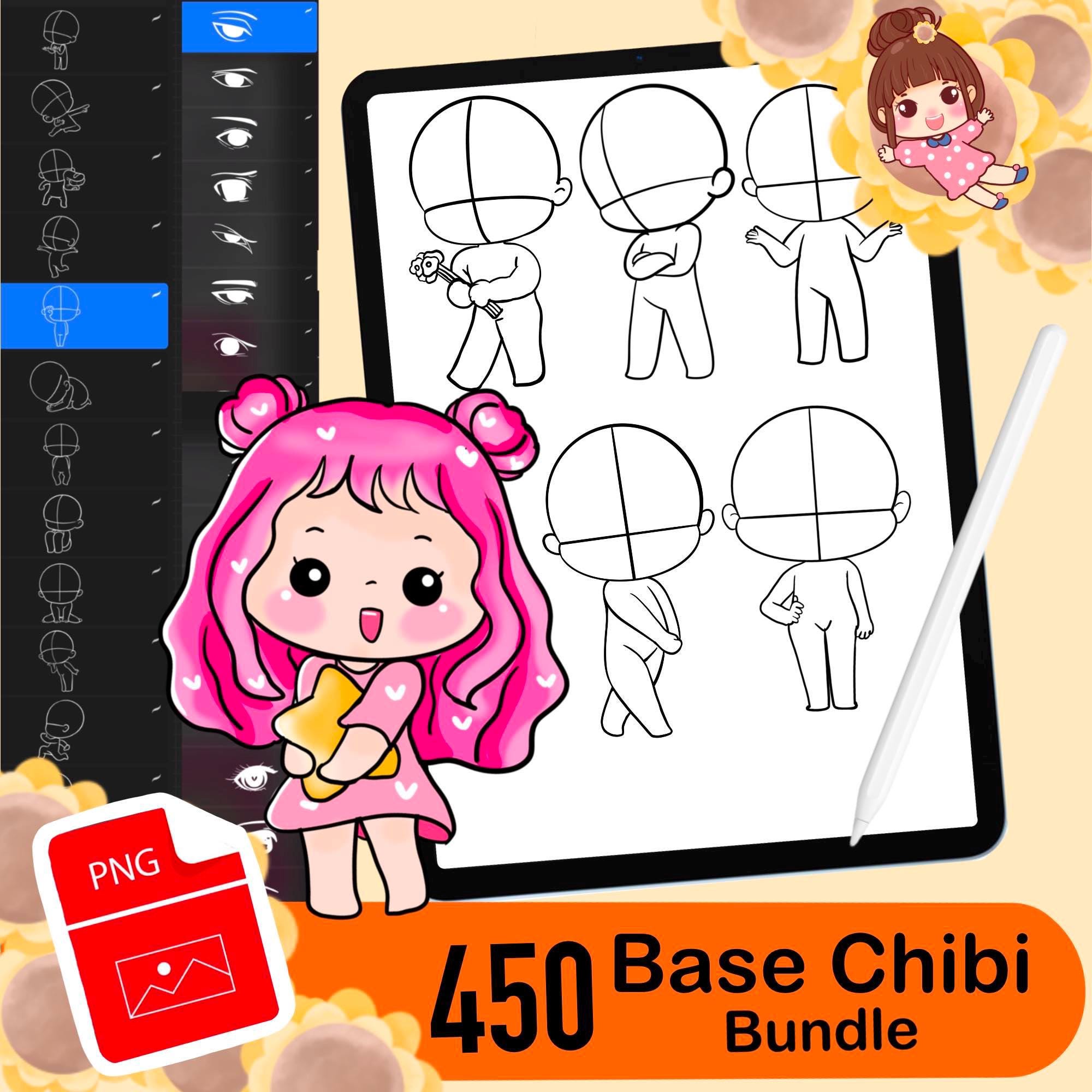 450 Base Chibi PNG File,chibi Pose, Chibi Eye, Chibi Hands,chibi Lips ...
