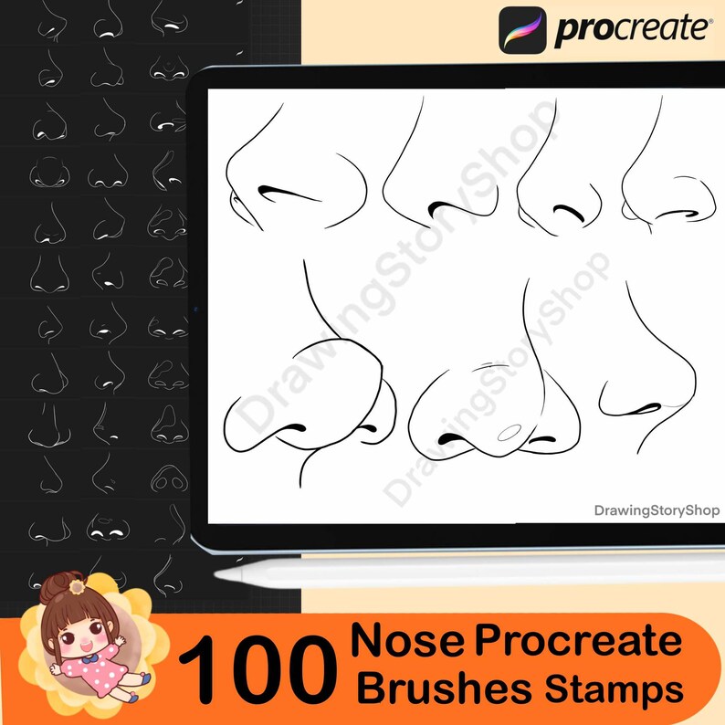 Procreate Nose 100 Procreate Nose Stamps , Nose Procreate Brushes , Anime Nose Stamp ...