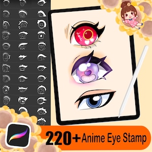 220+ Procreate Anime Eye Stamps, Procreate Chibi Eye Stamps, Procreate Brushes Anime, Procreate Manga Brushes, Eye Brush